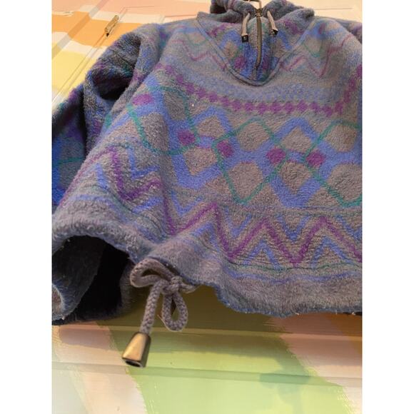Vintage 90s French Country Express Aztec Fleece Hoodie Quarter Zip Large - Picture 8 of 8